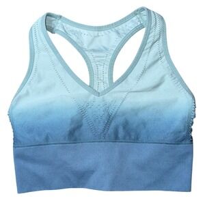 Pink Sport Womens Ombre Racerback‎ Sports Bra Blue Mint Laser Cut Size Large